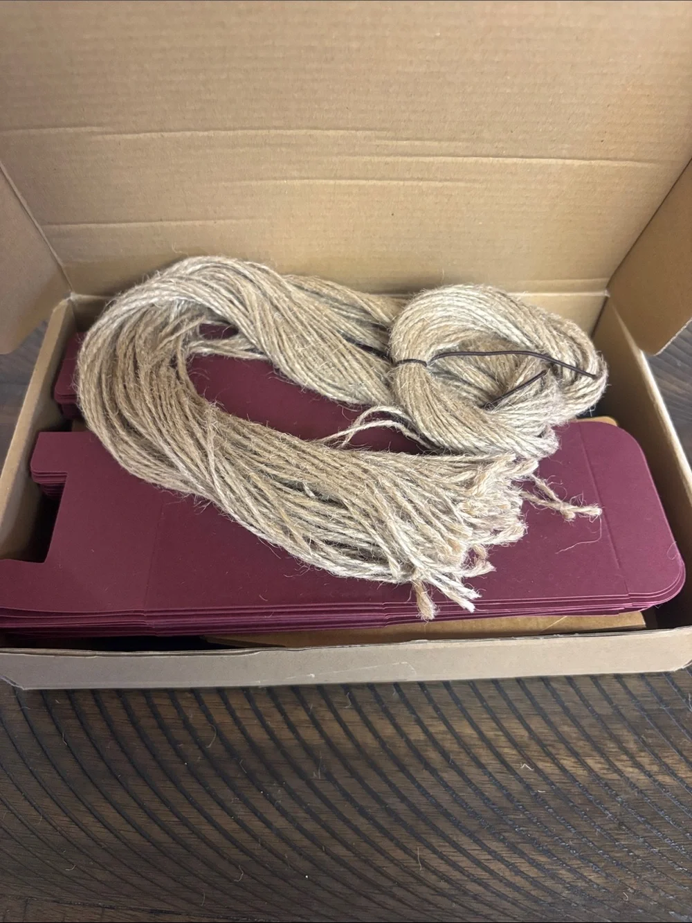 Black, Burgundy & Kraft Party Favor Boxes with Jute Twine